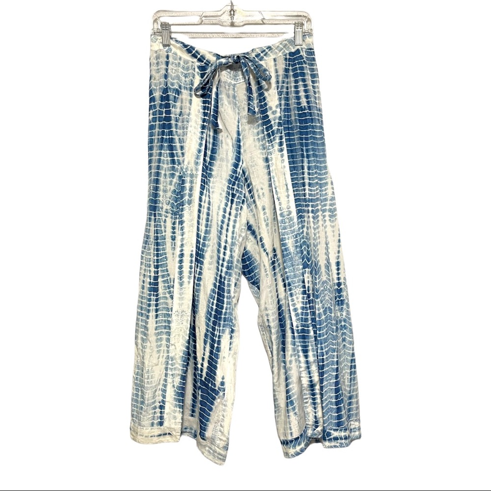 Lafayette 148 Womens Tie Dye Palazzo Wrap Front Pants